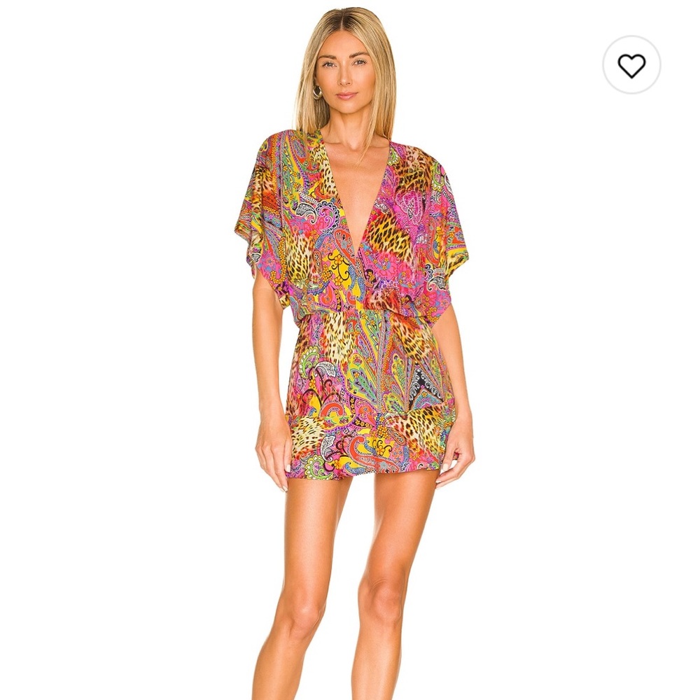 Playera V neck ruffle mini dress swim cover